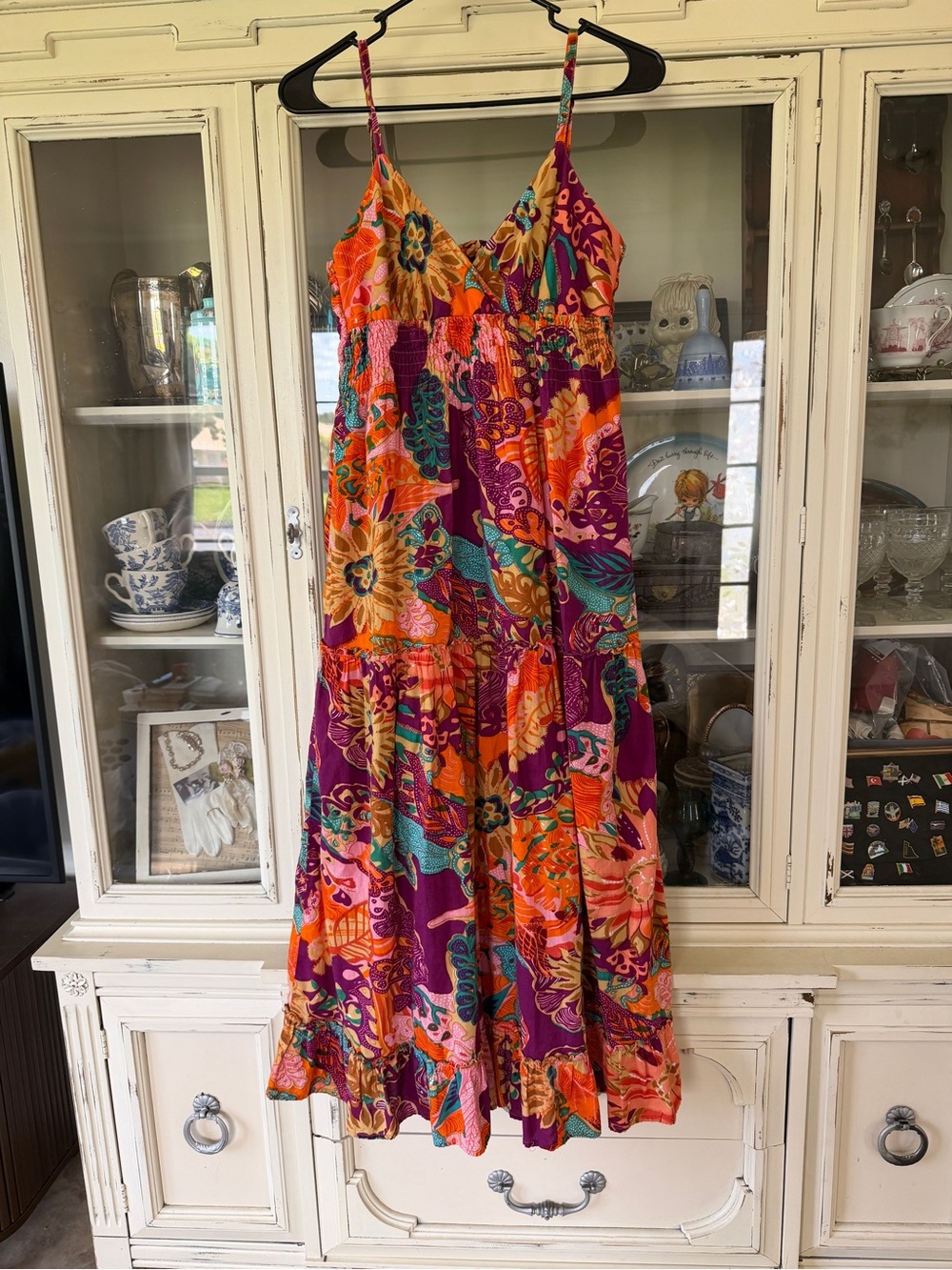 Speed Control New York Boho Tropical Cotton Maxi Dress Size S